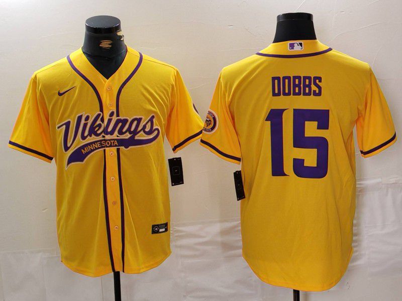 Men Minnesota Vikings #15 Dobbs Yellow Joint Name 2024 Nike Limited NFL Jersey style 4->minnesota vikings->NFL Jersey